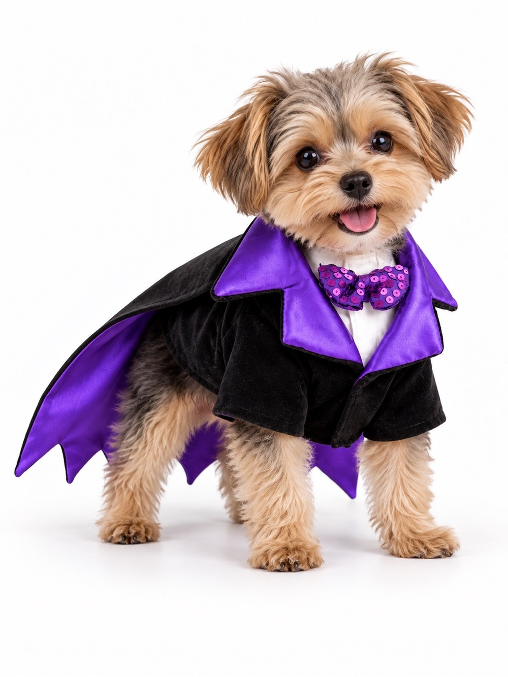 Dog Vampire Dracula Costume with Sequin Bow Tie - NWOT
